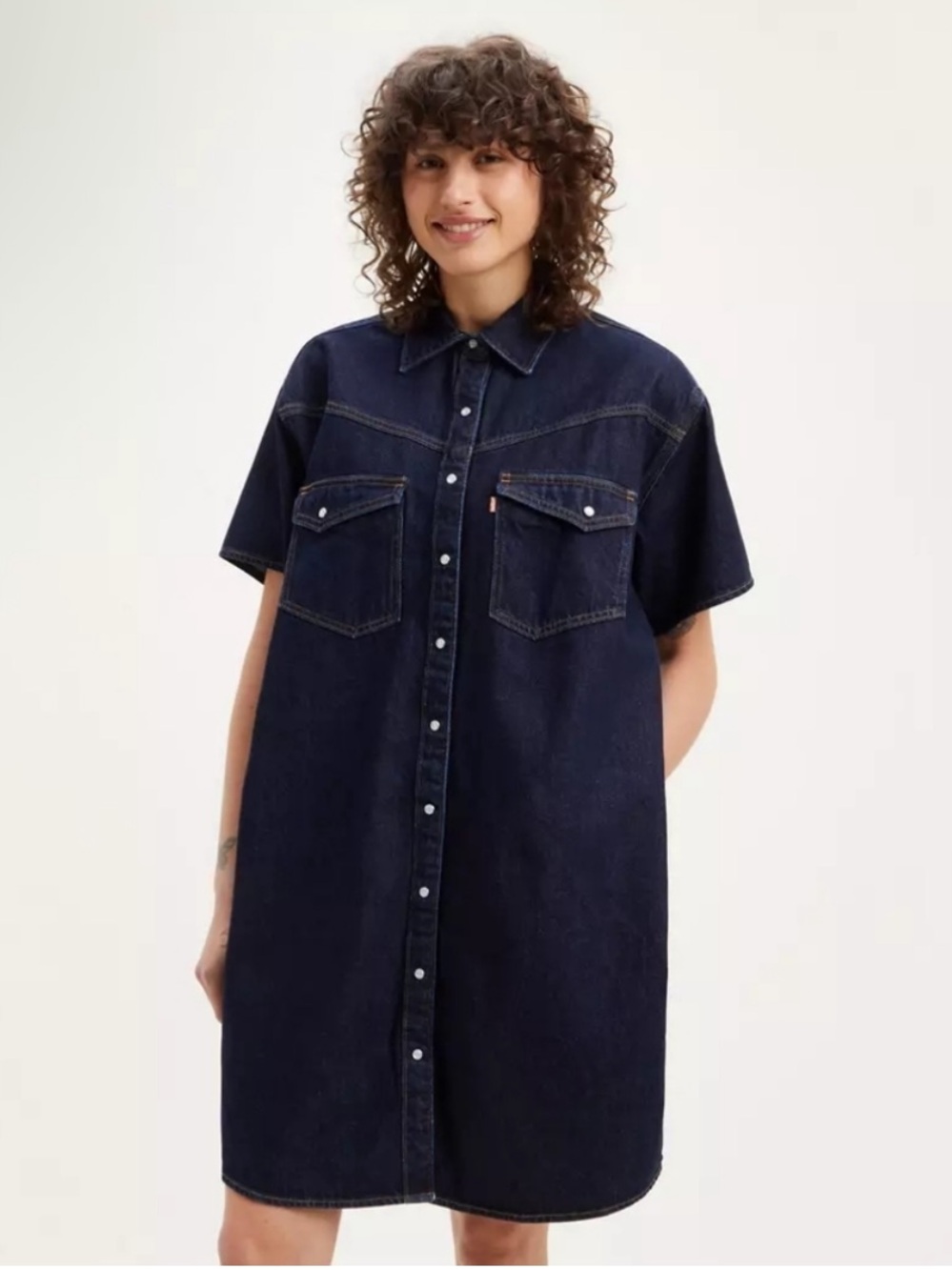 Levi's Western Navy Denim Shirt Mini Dress